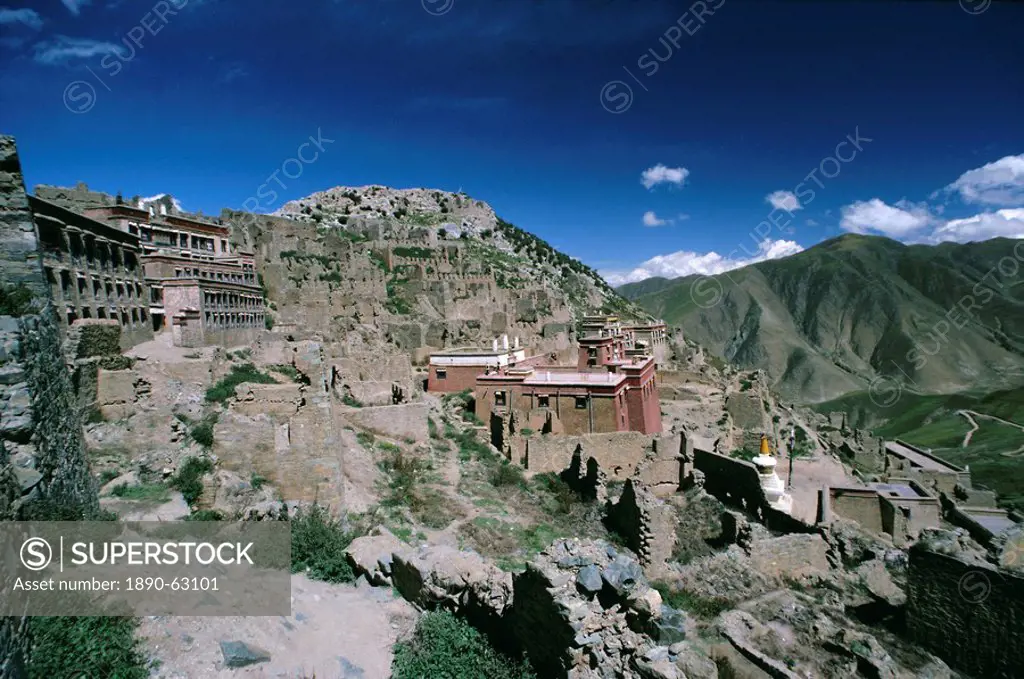 Rebuilding, Ganden monastery, Tibet, China, Asia