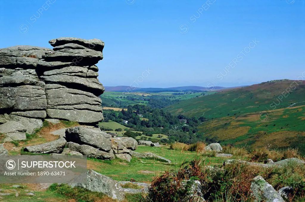 Dartmoor from Combestone Tor, Devon, England, UK