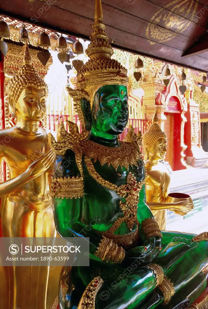 Statues of the Buddha, Wat Phra That Doi Suthep, Doi Suthep, Chiang Mai, northern Thailand, Asia