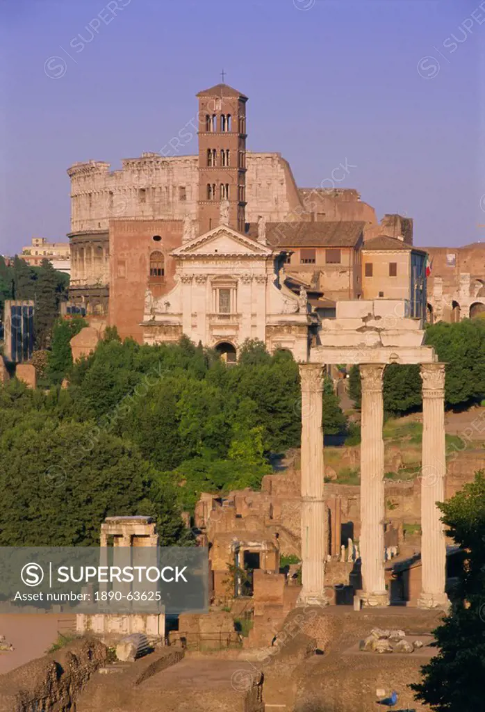 The Roman Forum and Colosseum, UNESCO World Heritage Site, Rome, Lazio, Italy, Europe