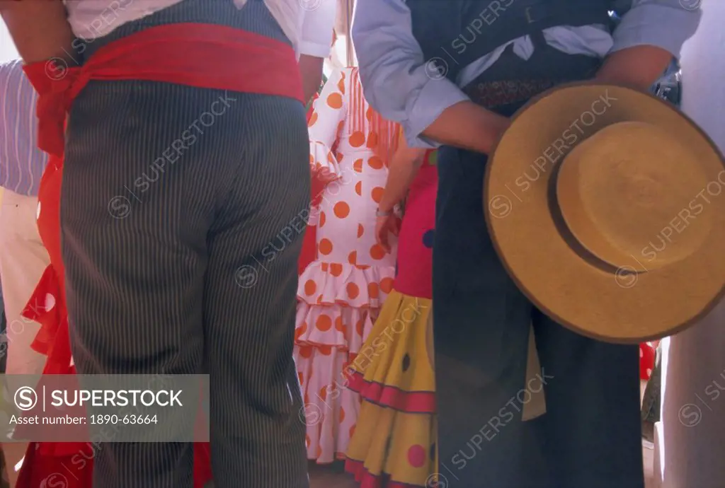 Details of dress, Romeria del Rocio festival, El Rocio, Andalucia Andalusia, Spain, Europe