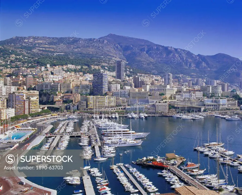 View over the harbour and city, Monte Carlo, Monaco, Cote d´Azur, Europe
