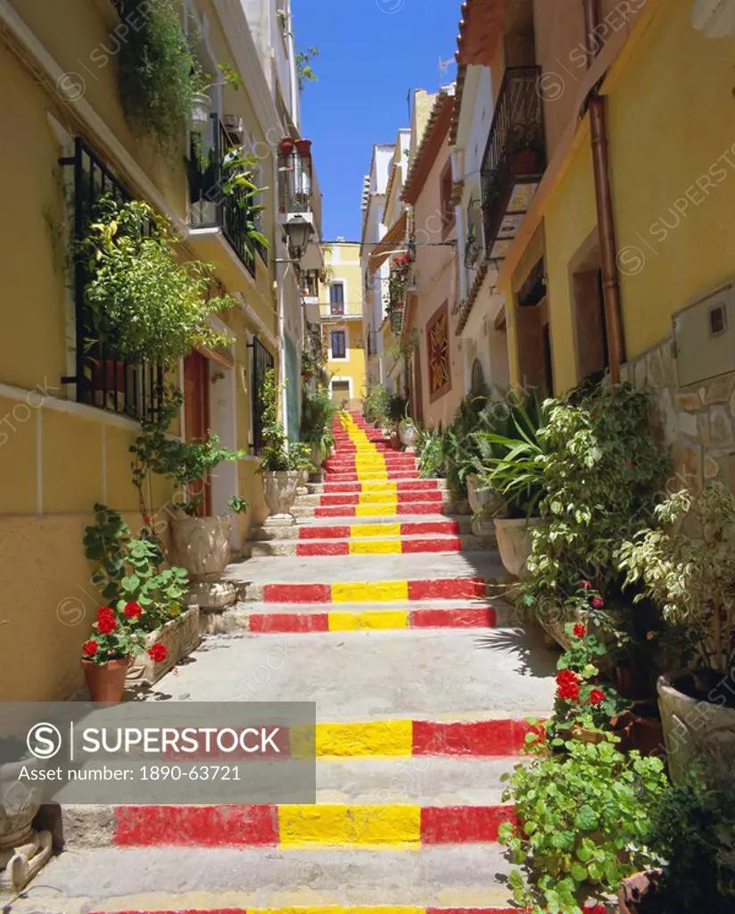 Spanish steps in Calpe, Valencia, Spain, Europe