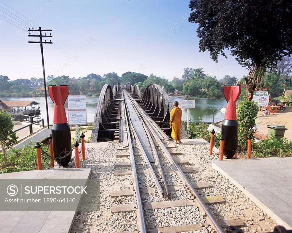 The Death Railway bridge on the River Kwai Saphan Mae Nam Khwae Yai, Kanchanaburi, Kanchanaburi Province, Thailand, Southeast Asia, Asia