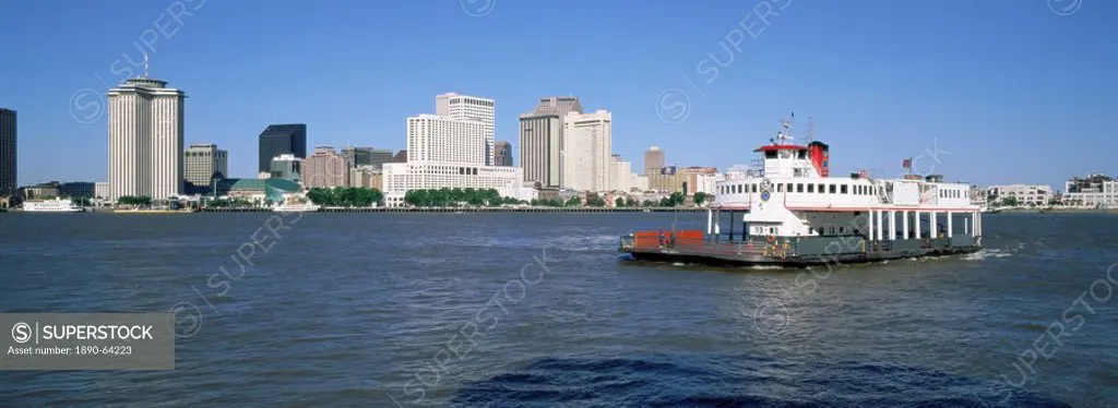 City skyline and the Mississippi River, New Orleans, Louisiana, United States of America, North America