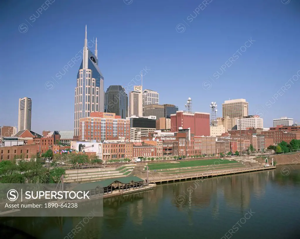 City skyline and the Cumberland river, Nashville, Tennessee, United States of America, North America