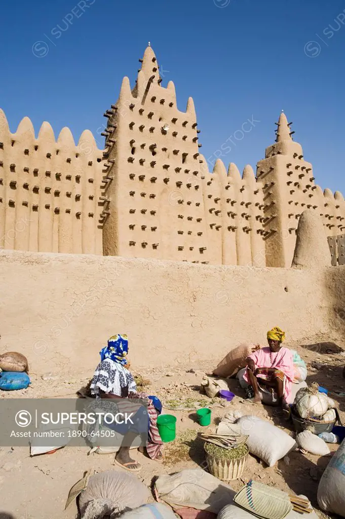 Djenne Mosque, the largest mud structure in the world, Djenne, UNESCO World Heritage Site, Niger Inland Delta, Mopti region, Mali, West Africa, Africa