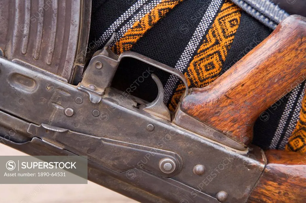 Detail of a semi automatic weapon in the Lower Omo Valley, Ethiopia, Africa