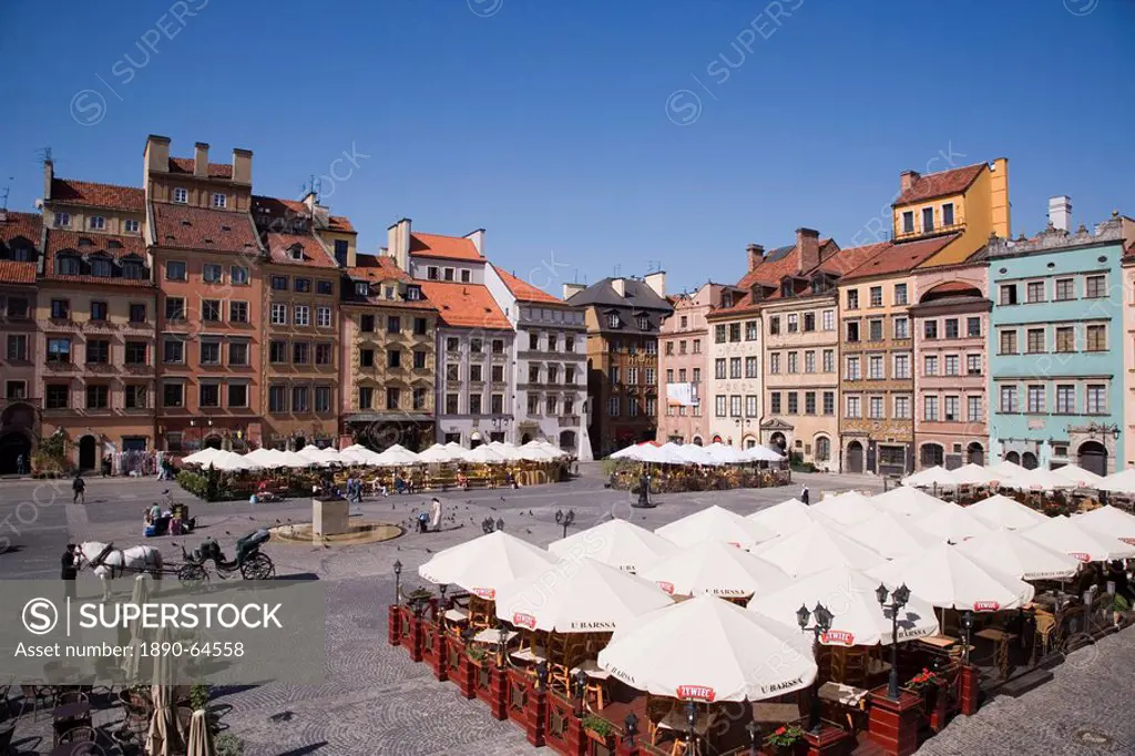 Colourful houses, restaurants and cafes The Old Town Square Rynek Stare Miasto, UNESCO World Heritage Site, Warsaw, Poland, Europe