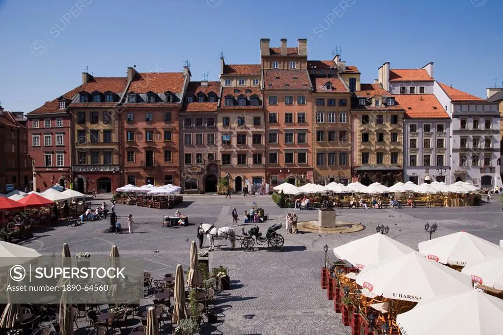 Colourful houses, restaurants and cafes The Old Town Square Rynek Stare Miasto, UNESCO World Heritage Site, Warsaw, Poland, Europe