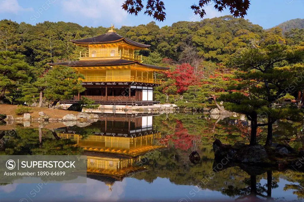 Kinkaku_ji The Golden Pavilion, the original building was constructed in 1397 for Shogun Ashikaga Yoshimitsu, UNESCO World Heritage Site, Kyoto, Kansa...