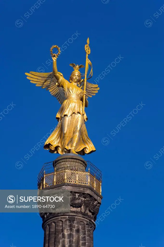 Close_up of Siegessaule monument Victory Column, Berlin, Germany, Europe