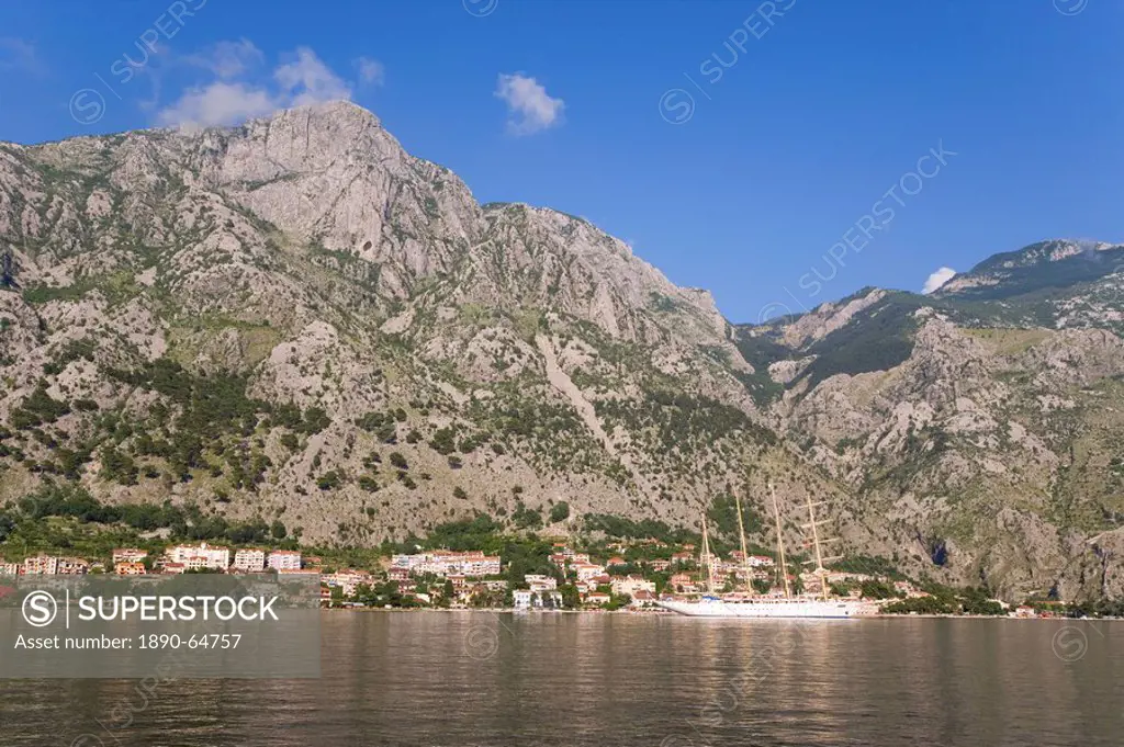 Bay of Kotorska and the Lovcen mountain range, Kotor, Adriatic coast, Montenegro, Balkans, Europe