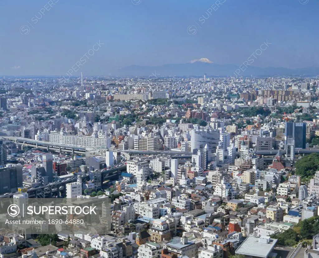 City skyline with Mount Fuji in the distance, Tokyo, Honshu, Japan, Asia