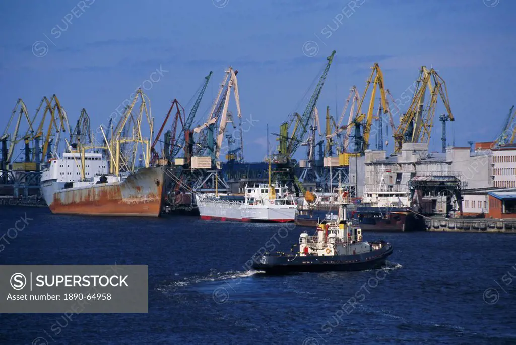 Shipping and docks, Riga, Latvia, Baltic States, Europe