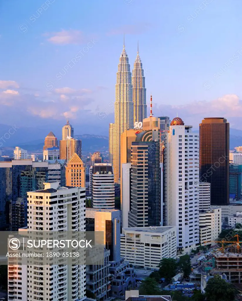 The twin towers of the Petronas Building, Kuala Lumpur, Malaysia, Asia