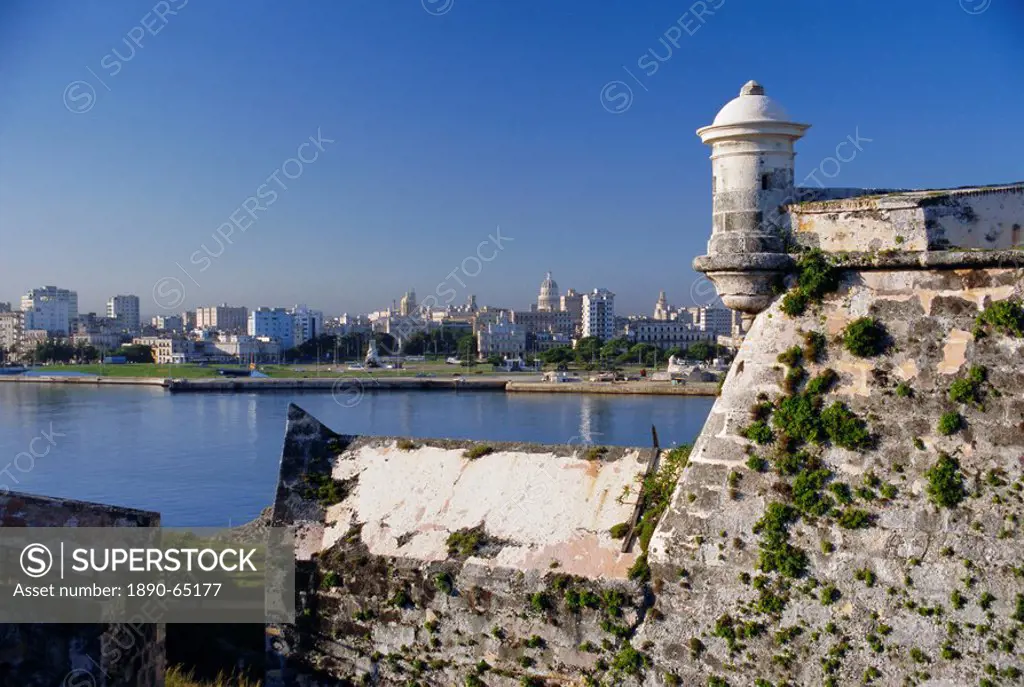 City skyline from El Castillo del Morro, Havana, Cuba, West Indies, Central America