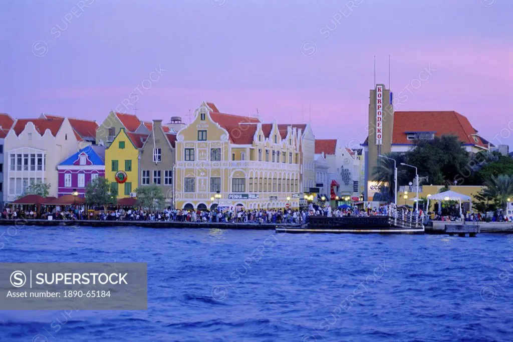 Colonial gabled waterfront buildings, Willemstad, Curacao, Caribbean, West Indies