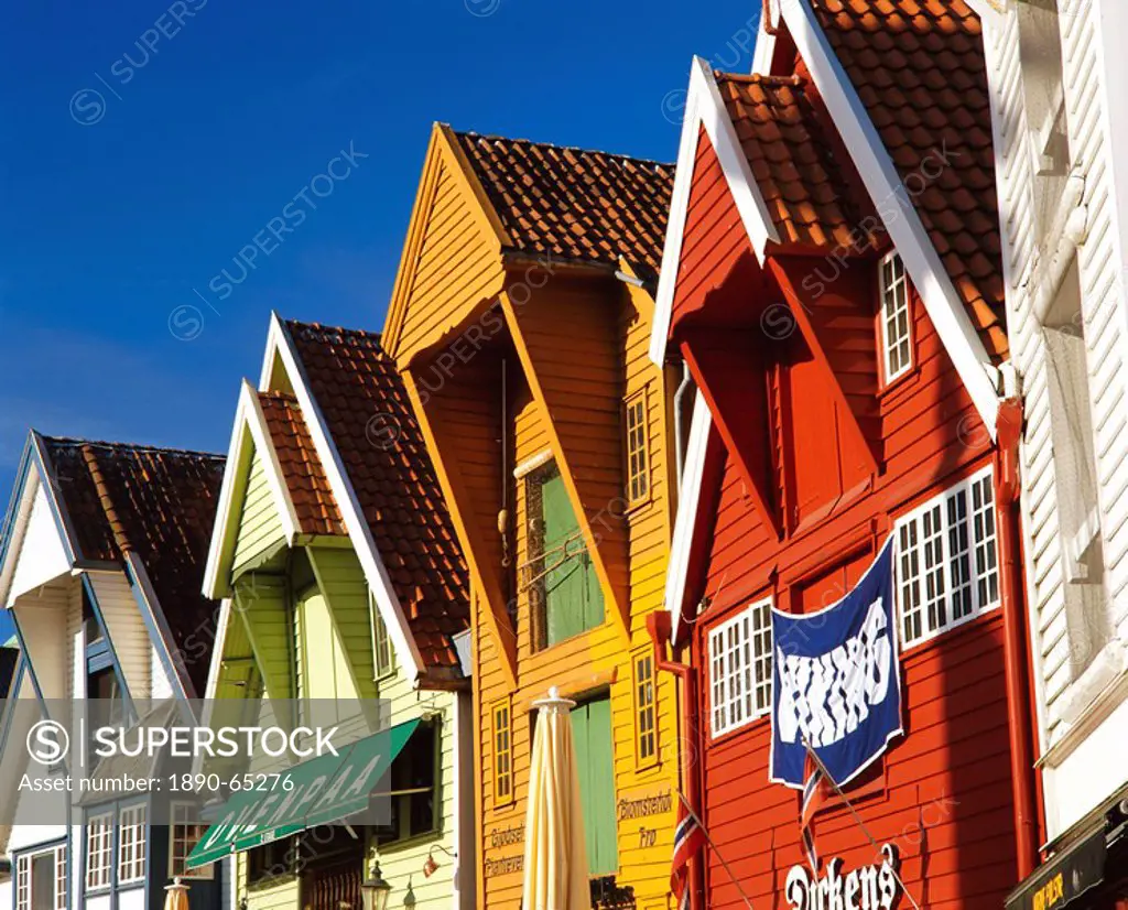 Old wooden buildings along Skagenkaien, Stavanger, Norway, Scandinavia, Europe