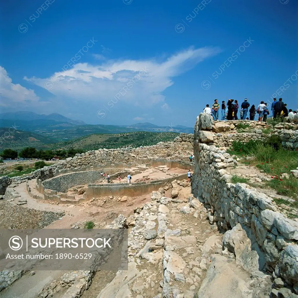Tourists at the ruins of Mycenae, Greece, Europe