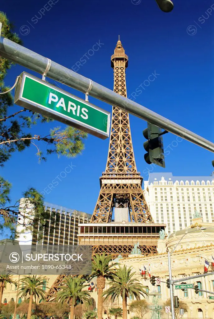 Mock Eiffel tower, Paris, Las Vegas, Nevada, USA, North America