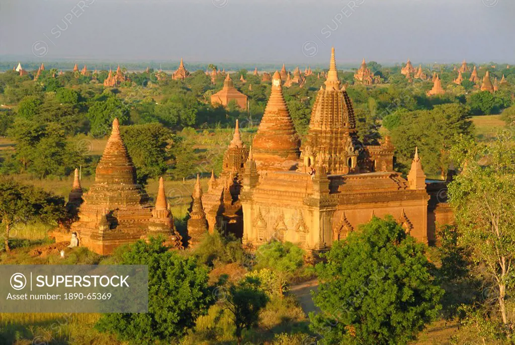 Landscape of ancient temples and pagodas, Bagan Pagan, Myanmar Burma