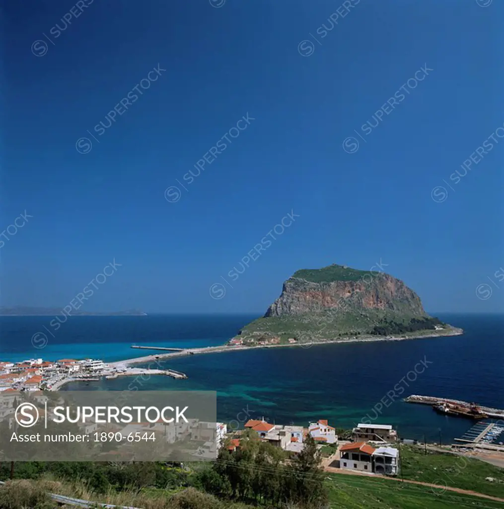 Rock known as the Gibraltar of Greece, Monemvasia, Greece, Europe