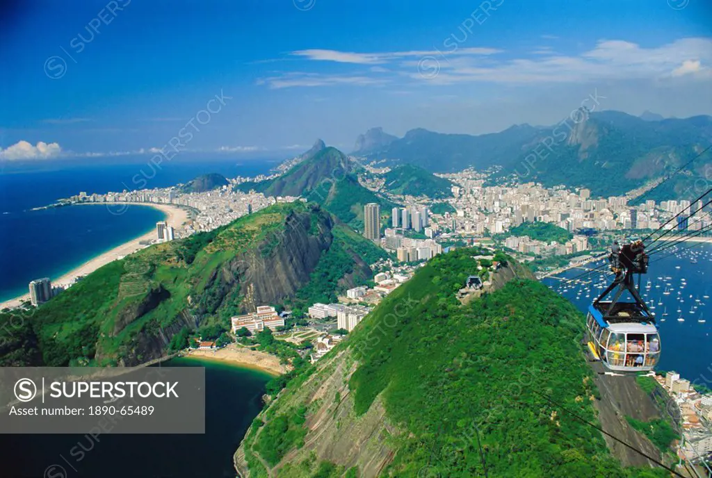 Rio and the Copacabana Beach from Pao de Acucar Sugar Loaf, Rio de Janeiro, Brazil