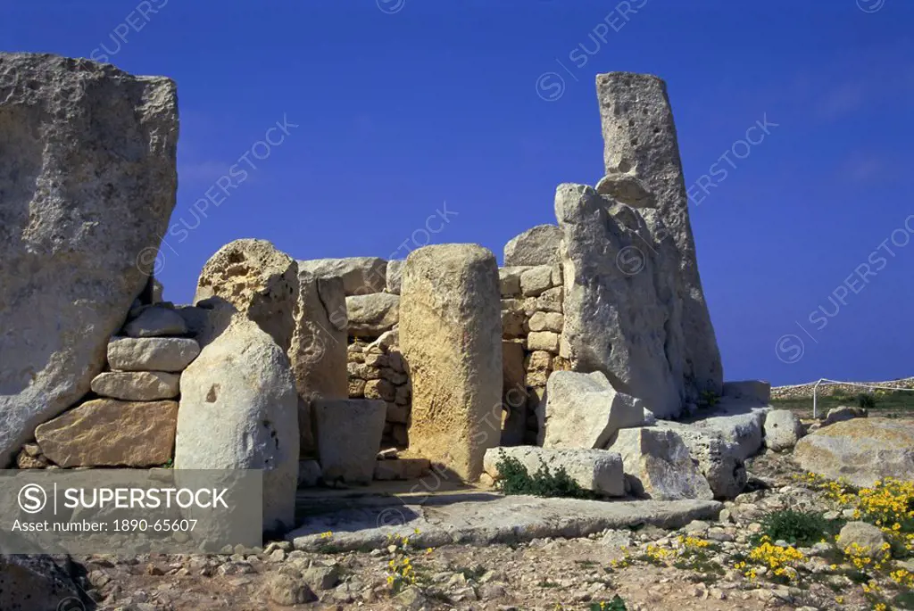 Megallithic temple dating from c. 3000 B.C., Hajar Qim Hagar Qim, UNESCO World Heritage Site, Malta, Europe