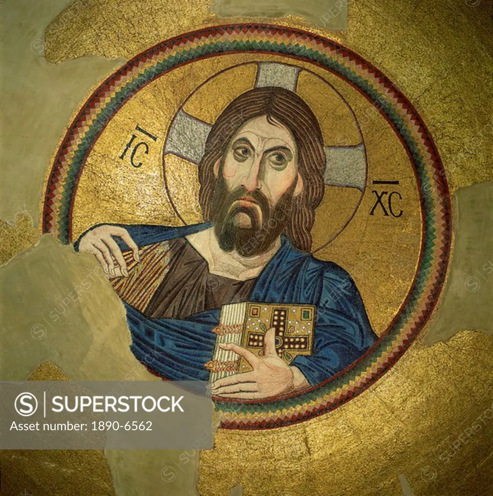 Mosaic of the Almighty, Pantocrator, in the Monastery of Daphni, Greece, Europe