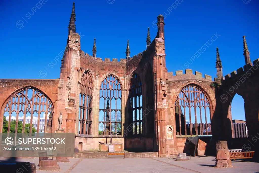 Old Cathedral Bombed in 2nd World War, Coventry, Warwickshire, UK