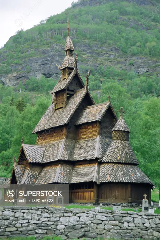 Stave church, Borgund, Western Fjordlands, Norway, Scandinavia, Europe