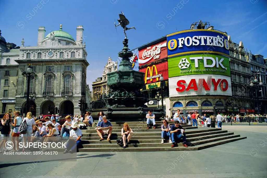 Statue of Eros and Piccadilly Circus, London, England, UK