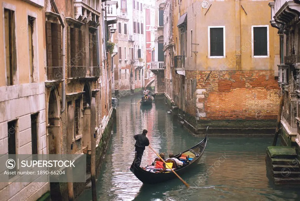 Gondolas on canal near S.Maria Formosa, Venice, Italy