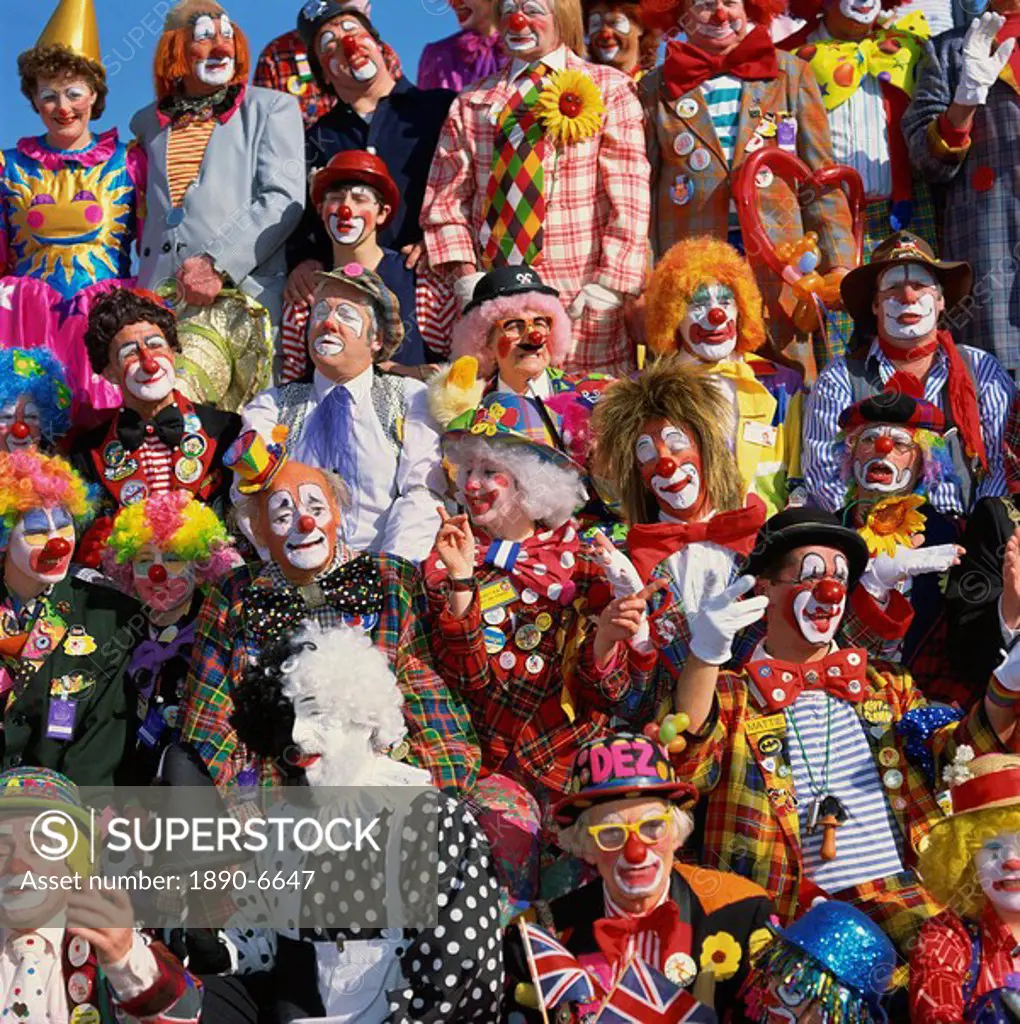 Clown convention, Bognor Regis, West Sussex, England, United Kingdom, Europe