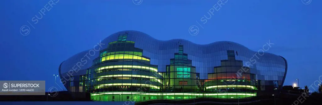 Sage Music Hall at night, Quayside, Newcastle upon Tyne, Tyne and Wear, England, United Kingdom, Europe