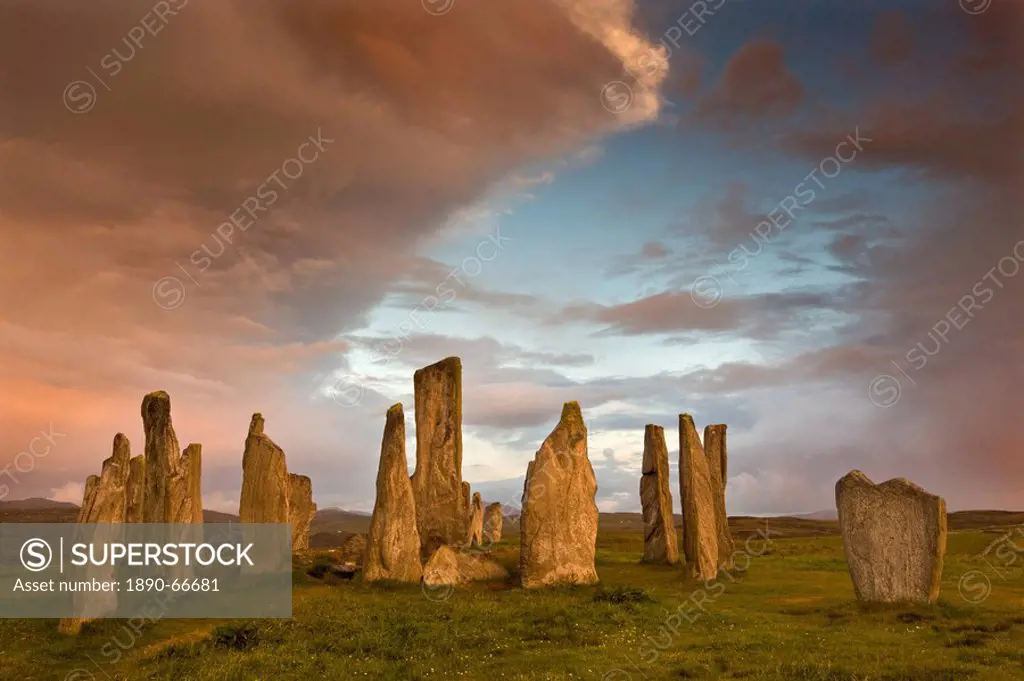 Standing Stones of Callanish at dawn, Callanish, near Carloway. Isle of Lewis, Scotland, United Kingdom, Europe