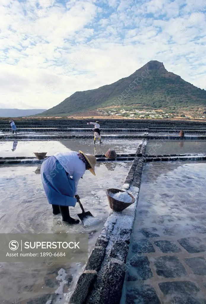 Salt workers, Mauritius, Indian Ocean, Africa