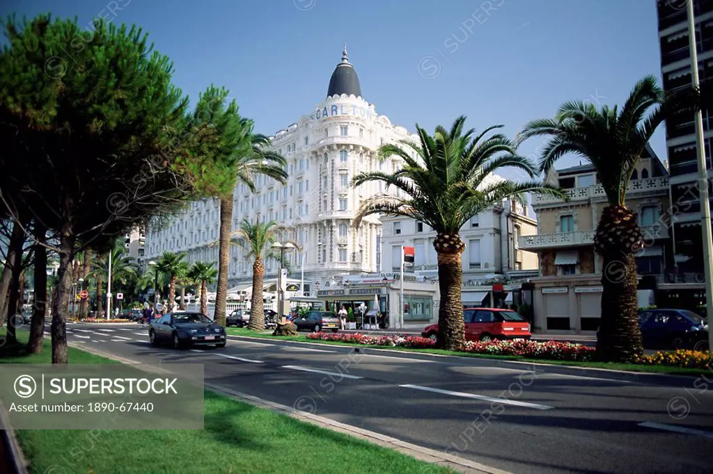 The Carlton Hotel, viewed from the Croisette, Cannes, Alpes Maritimes, Cote d´Azur, Provence, French Riviera, France, Europe