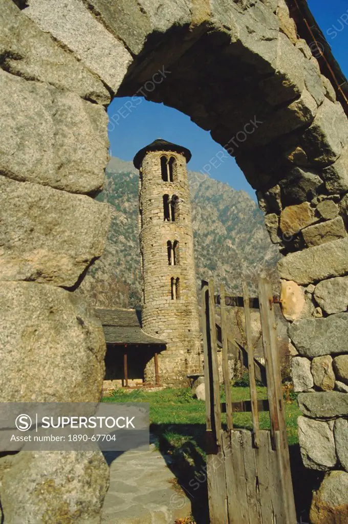 Romanesque church, 12th century bell tower, Santa Coloma, Andorra