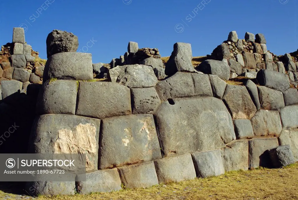 Outer walls of Sacsayhuaman Inca Fortress, Cuzco, Peru, South America