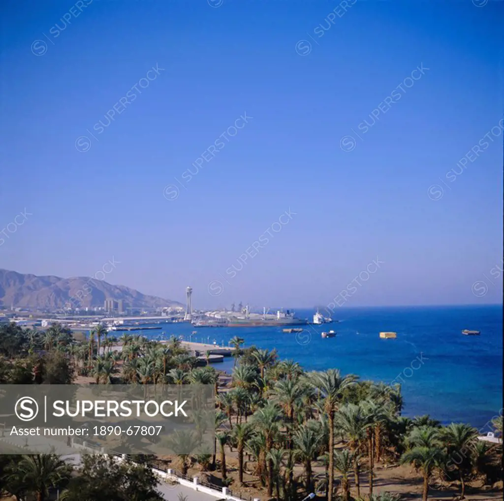 View over Red Sea port, Aqaba, Jordan, Middle East