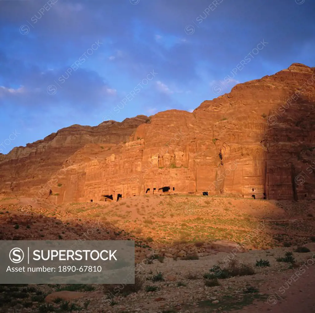 Nabatean Palace Tomb and Corinthian Tomb, 1st century AD, on the east cliff of Wadi Musa, Petra, Jordan
