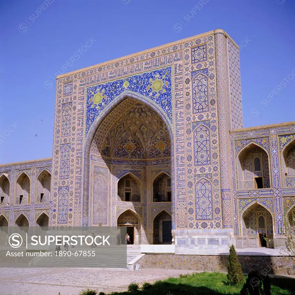 Tilla_Kari Madressa madrasah 1660, Registan Square, Samarkand, Uzbekistan, Eurasia