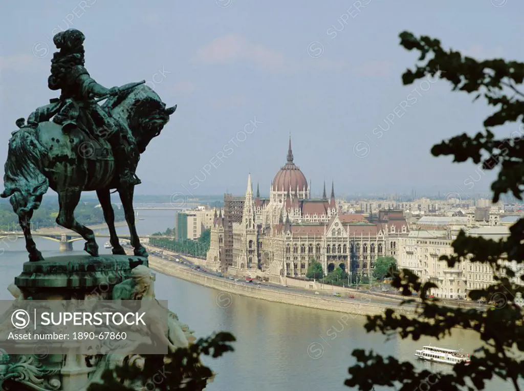 The statue of Eugene of Savoy over looking the Danube, Budapest, Hungary