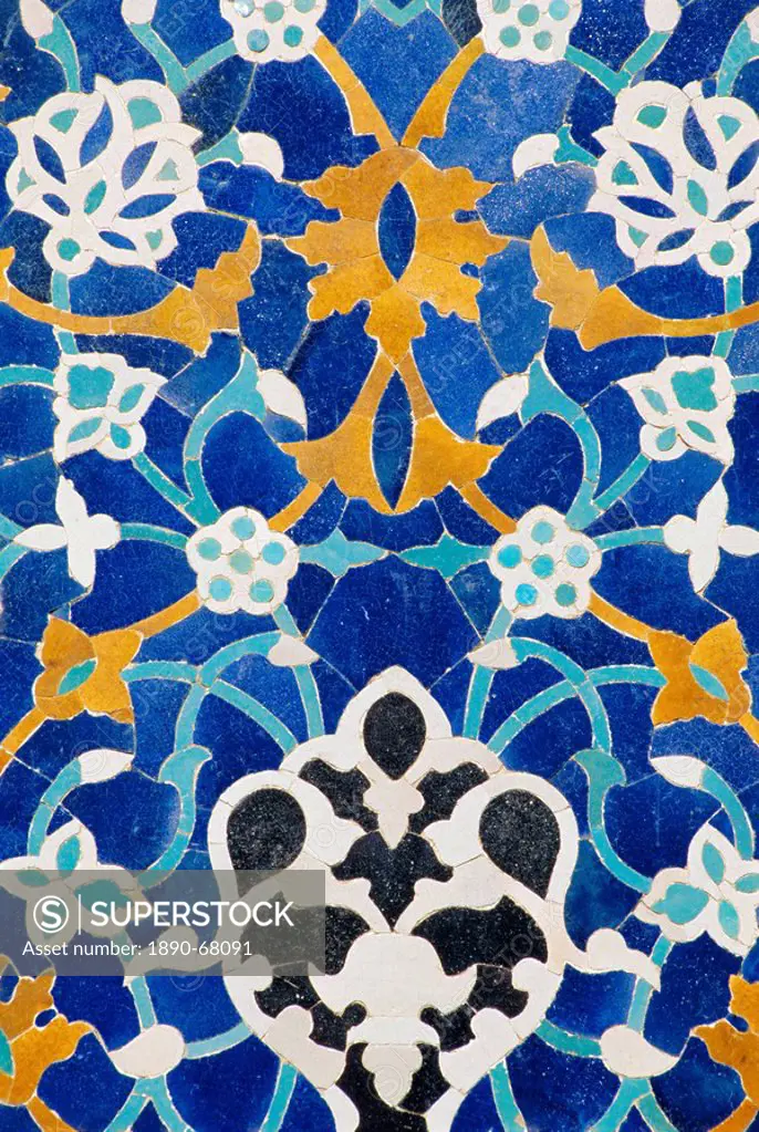 Ceramic detail on Mir_I_Arab madressa madrasa, Bukhara, Uzbekistan, Central Asia
