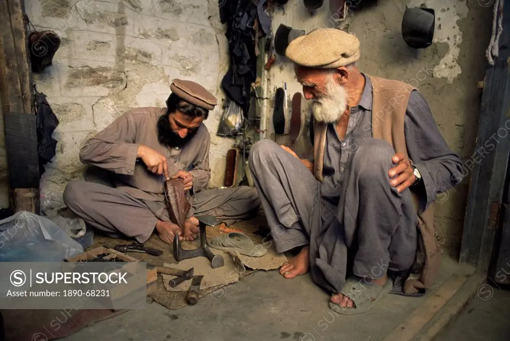 The shoe repair shop, Gilgit, Pakistan, Asia