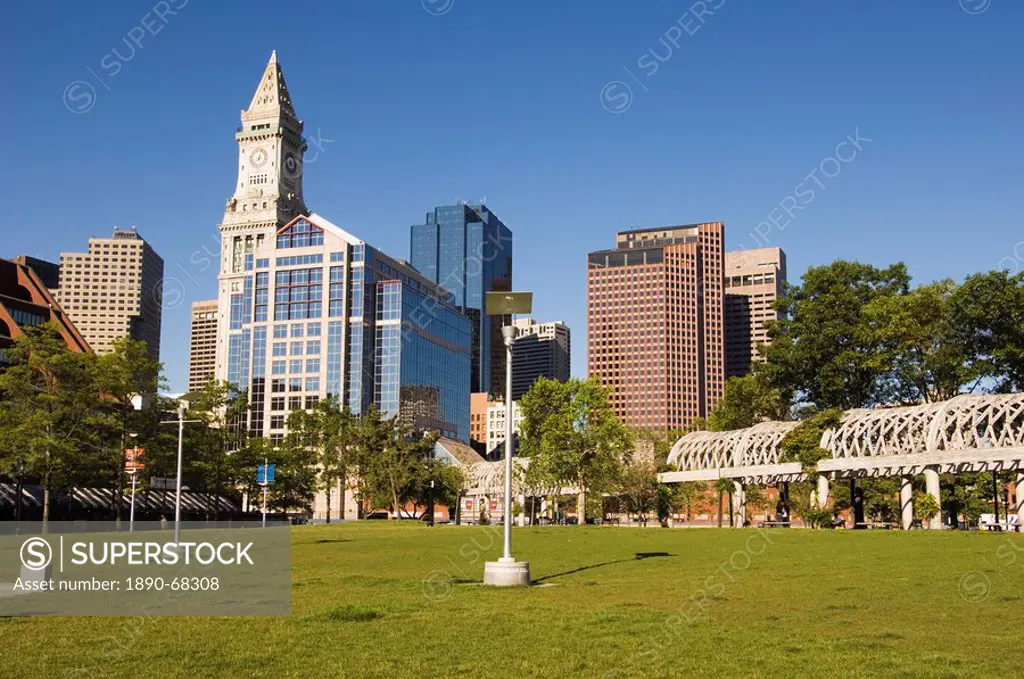 The Financial District from Christopher Columbus Park, Boston, Massachusetts, USA