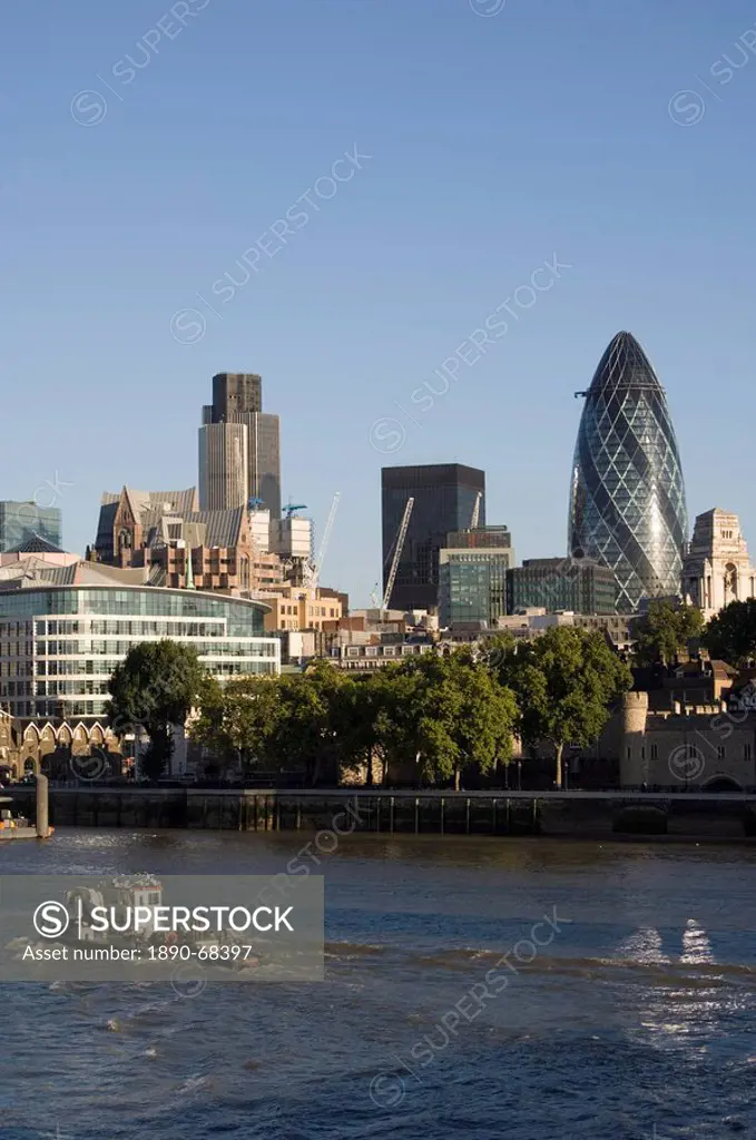 City of London and the River Thames, 30 St. Mary Axe building on the right, London, England