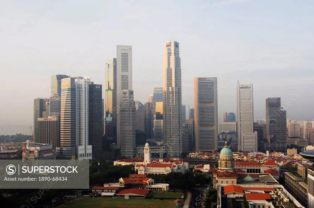 City skyline at dawn, Singapore, South East Asia